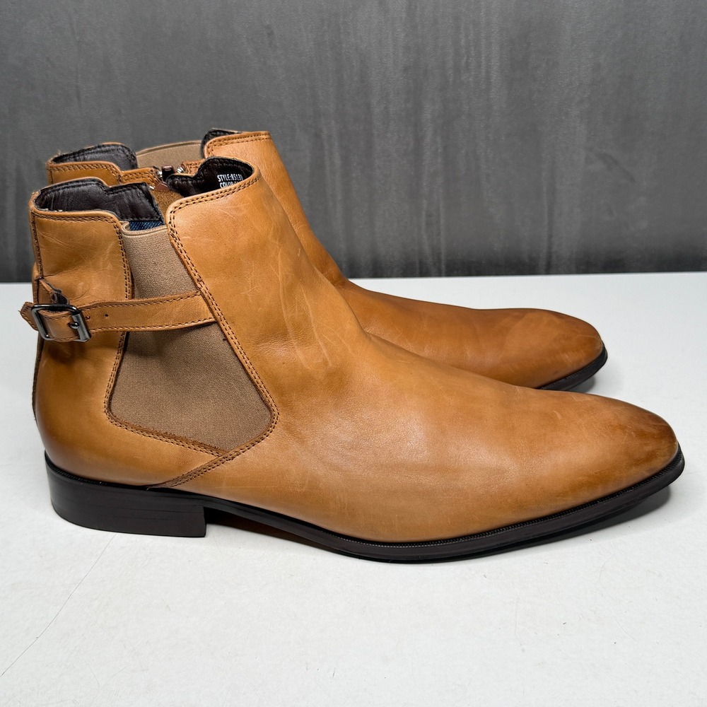 La Milano Chelsea Boots Mens 13 Tan Leather Side Zip Buckle